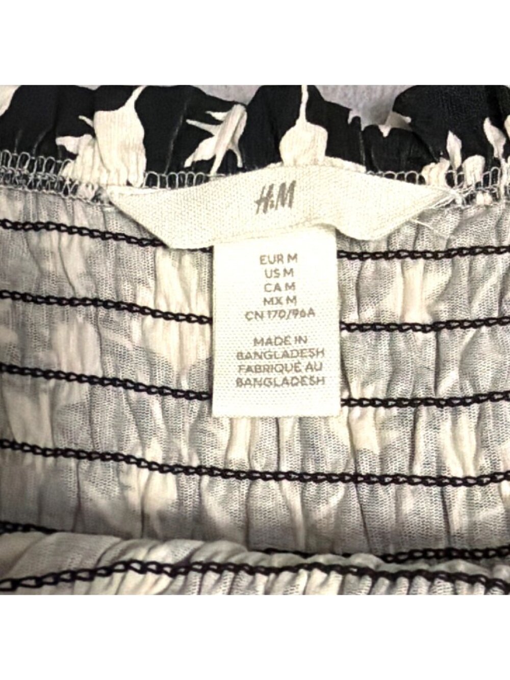 H&M Floral Maxi Dress Smocked Waist Short Sleeves Size M milkmaid cottage - Picture 4 of 7